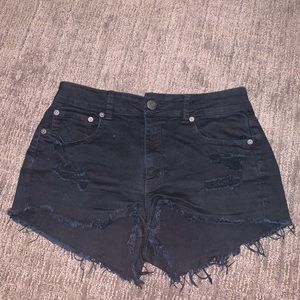 Black denim shorts